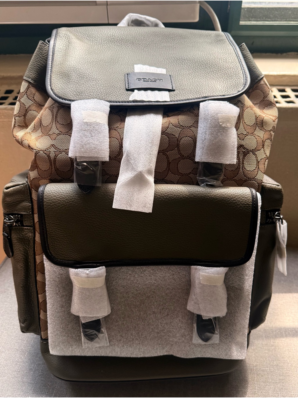 Coach Olive Green Leather Backpack